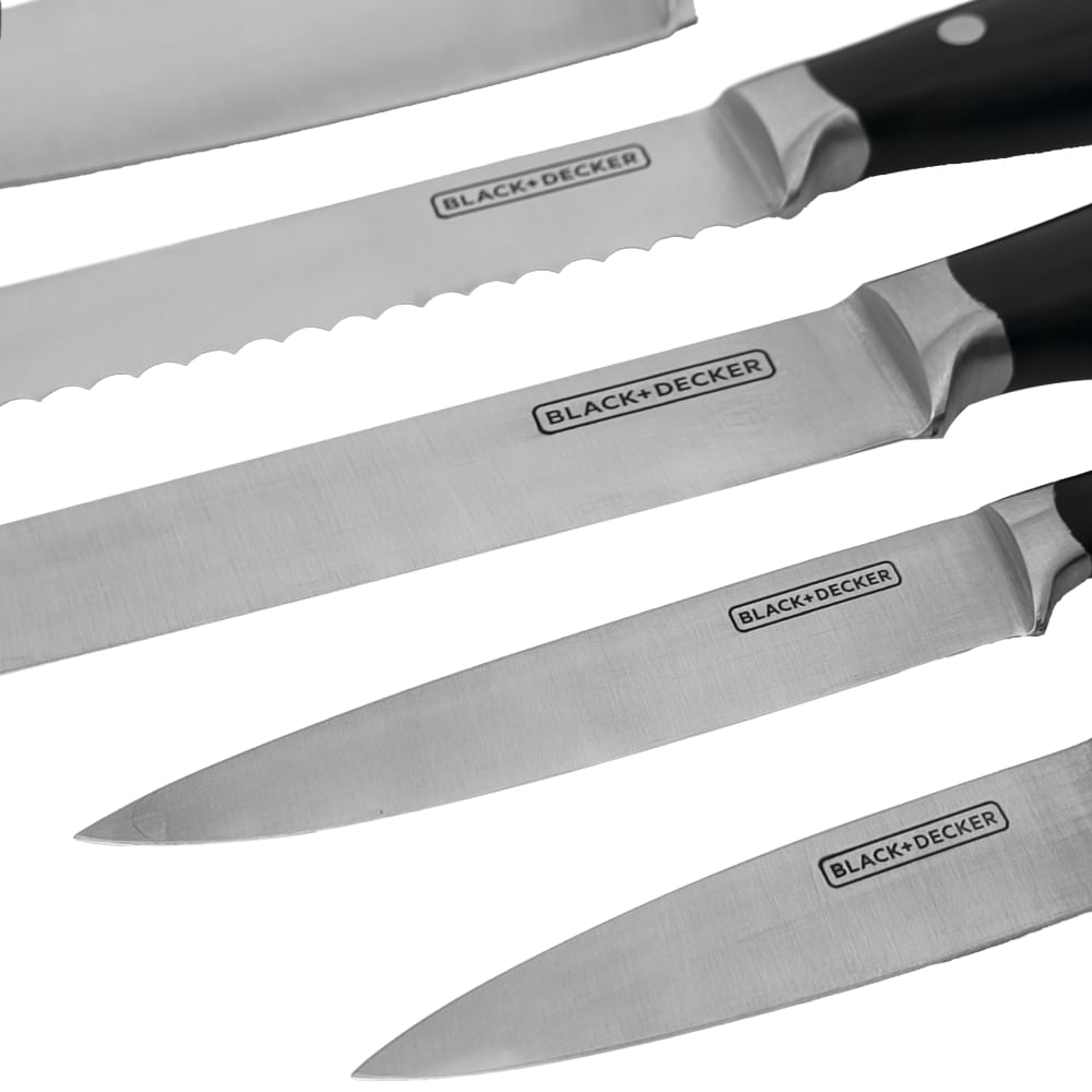 Jogo de Facas 6 Peças Cepo Forgemaster Pro Aço Forjado Black&Decker - 2