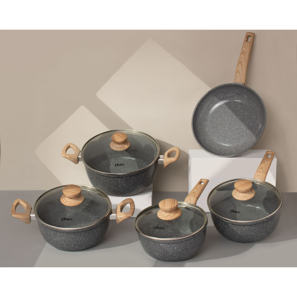 Conjunto Panelas 5 Peças Cerâmica Dark Grey Oster - 1