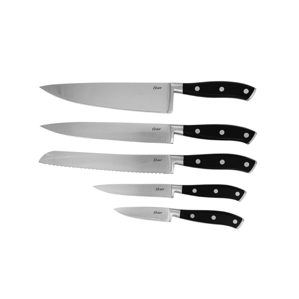Jogo de Facas 5 Peças Aço Forjado com Cepo Parrish Oster - 1