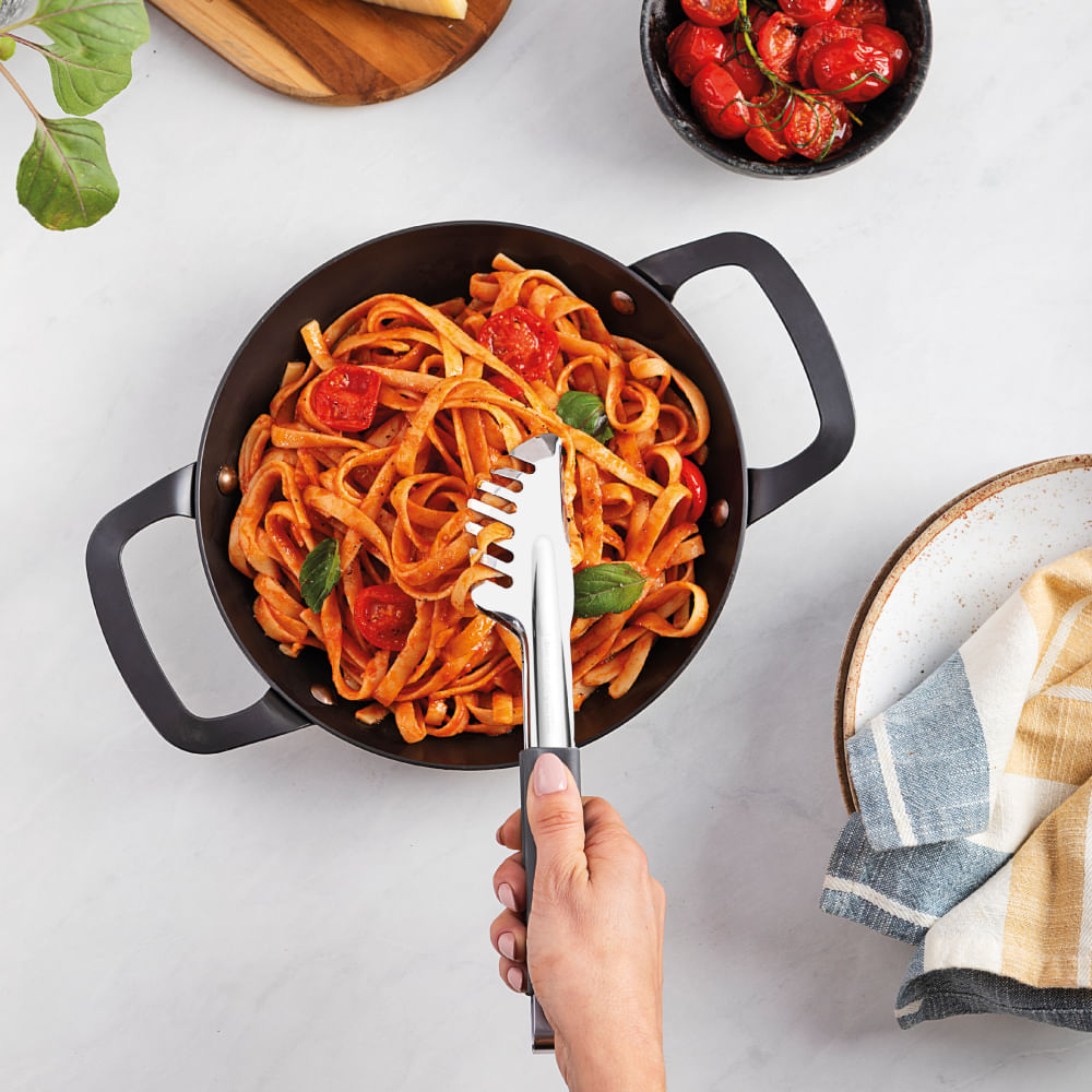 Pegador Utilitá Inox Cabo Emborrachado Cinza 24cm - 1