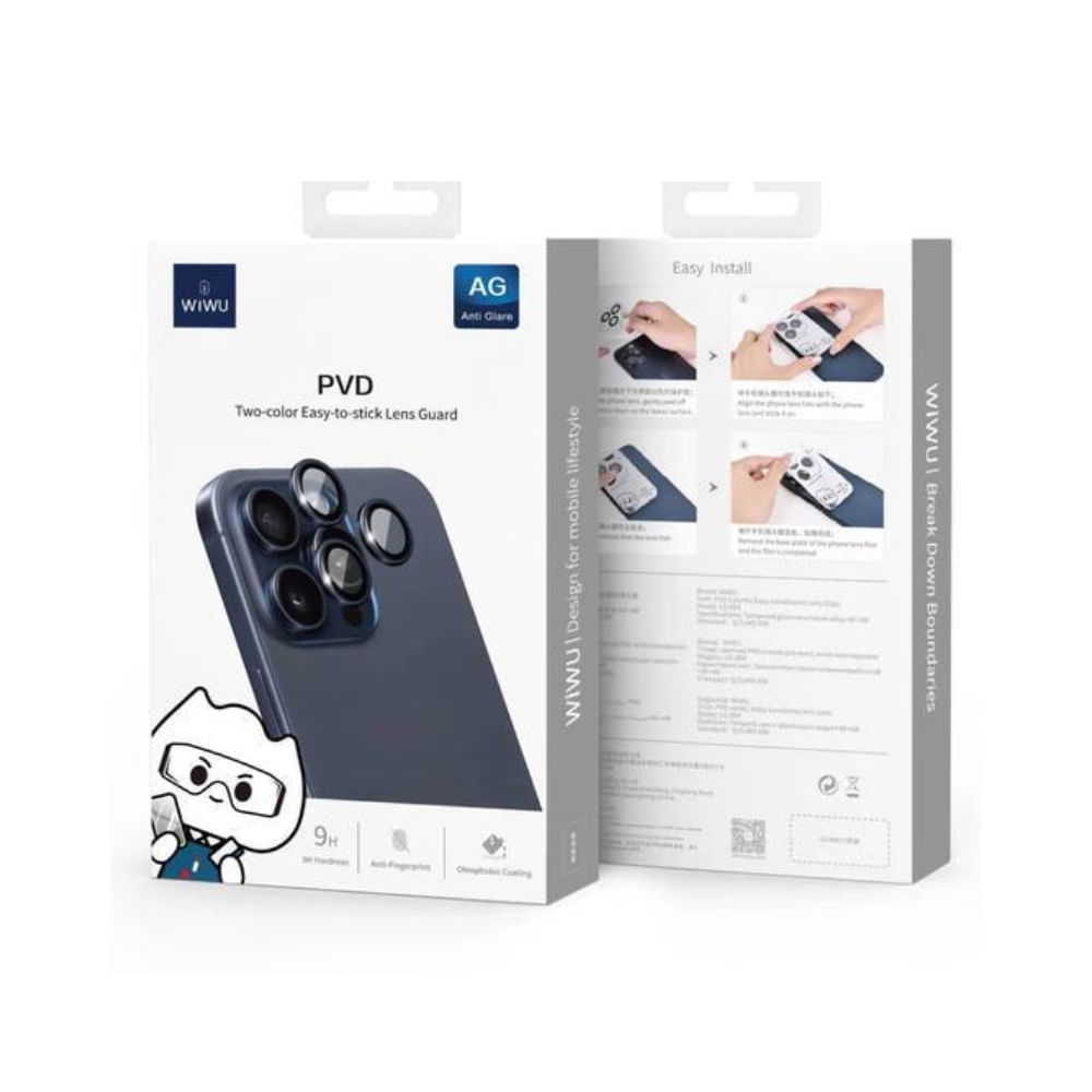 Película Câmera WIWU PVD para iPhone 16 Pro Max Titanium Cinza