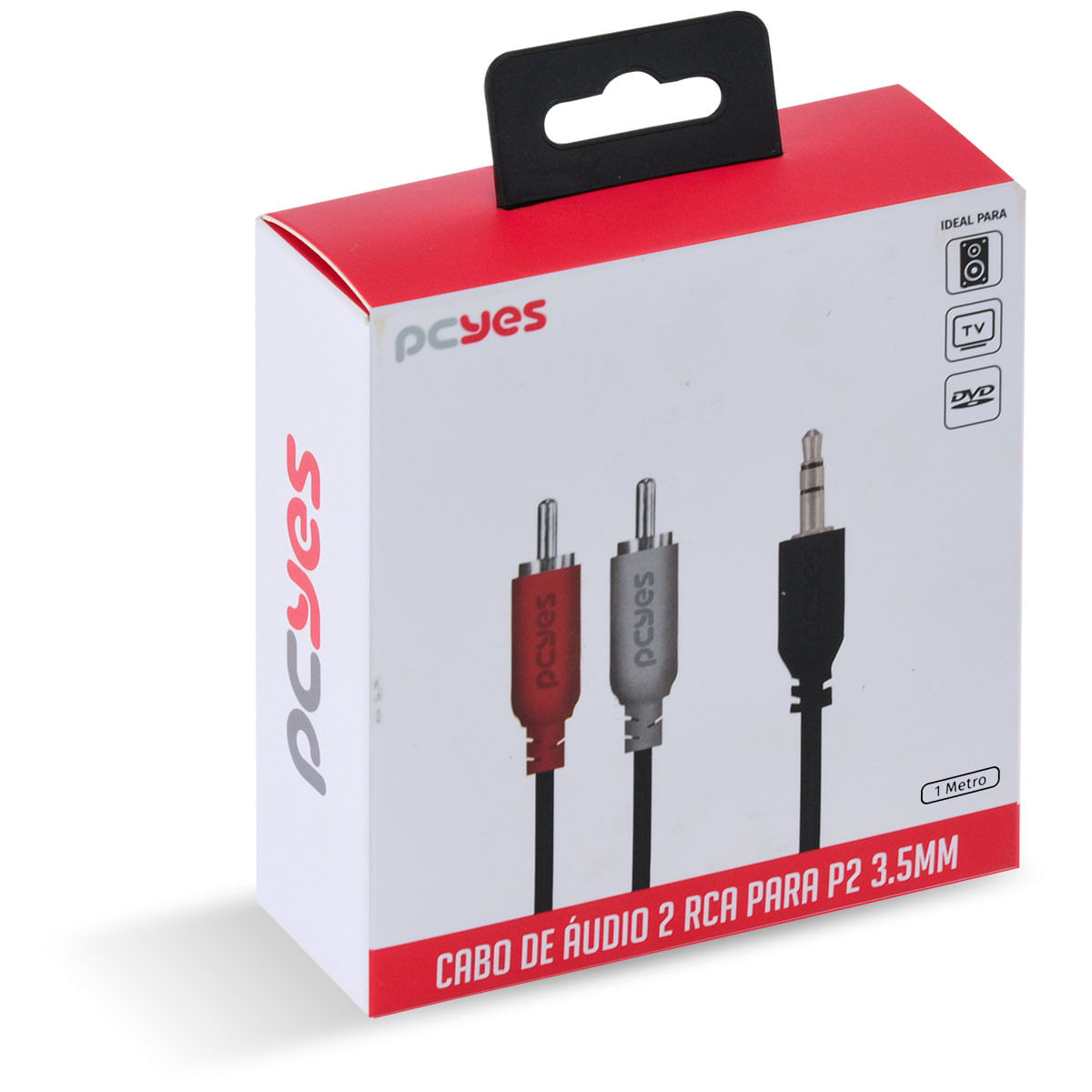 Cabo de Audio 2 RCA Macho P2 3.5mm 1 Metro PCYES - 6