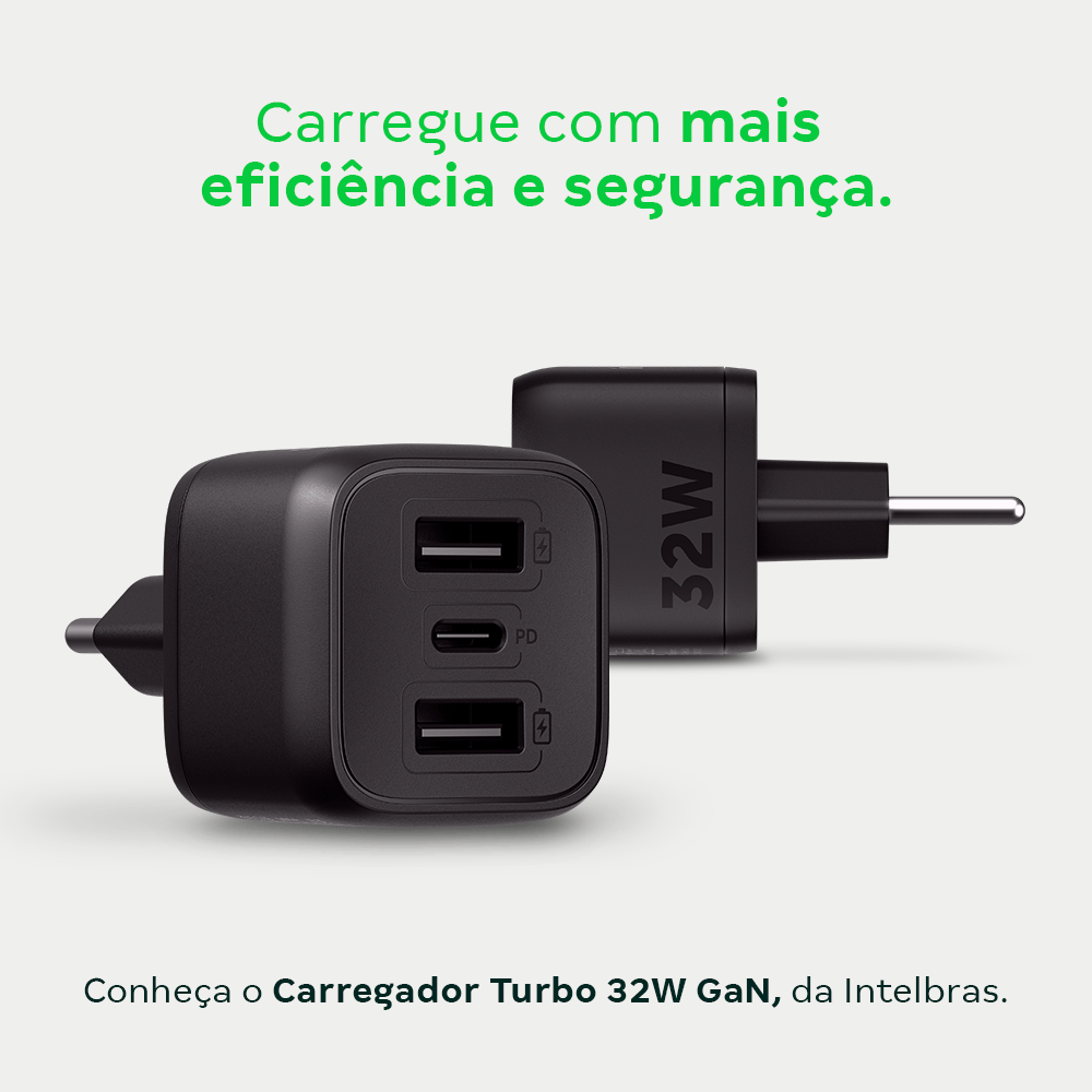 Carregador Ultrarrapido 32W 3 Portas USB Intelbras EC12 - 2