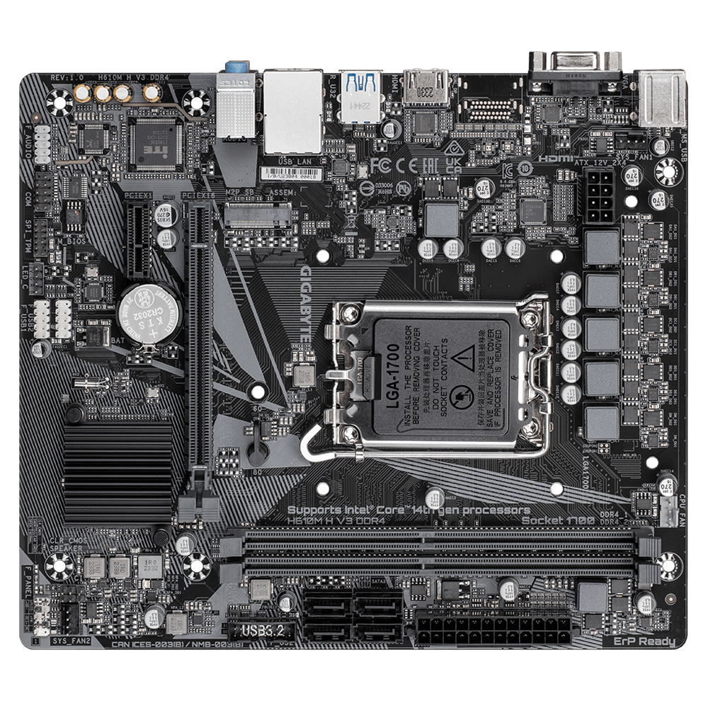 Placa Mãe H610M H V3 LGA 1700 M.2 DDR4 MATX Gigabyte - 8