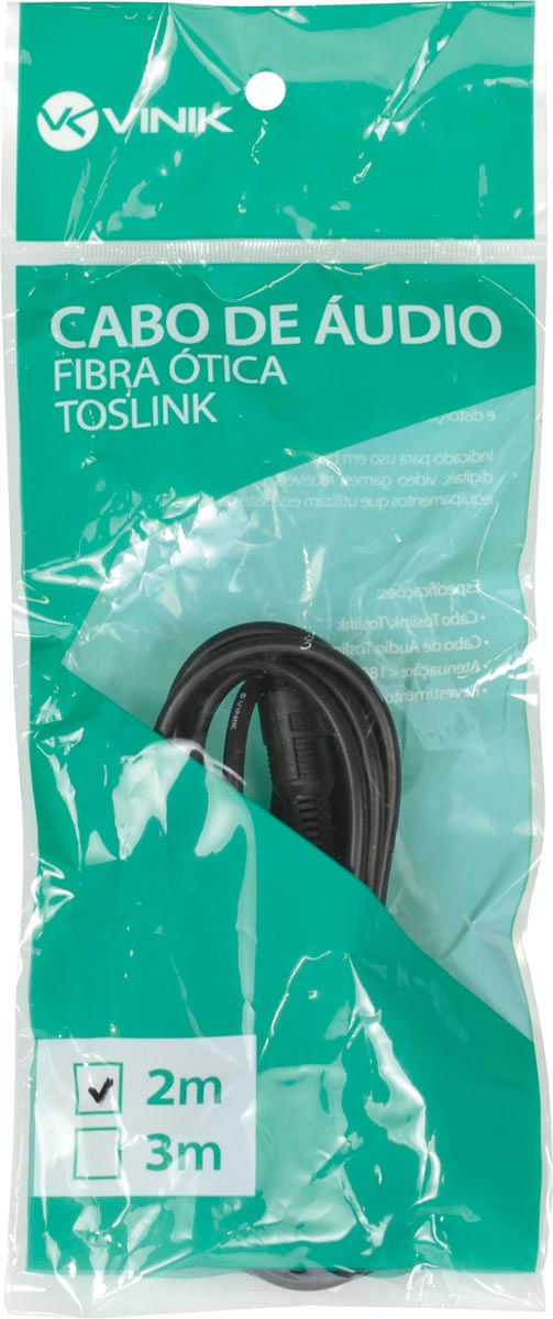 Cabo Óptico Toslink 2m ATC 2 Áudio Digital VINIK - 2