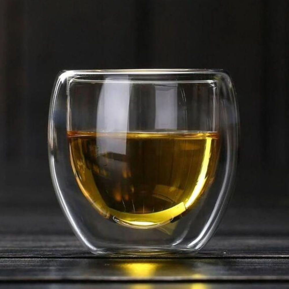 Xícara Café Parede Dupla Transparente 90Ml Clear Borosilicato 8X8X8Cm - 1