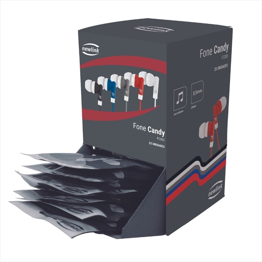 Display Com 25 Fones De Ouvido Newlink Easy Fc205 Preto - 2