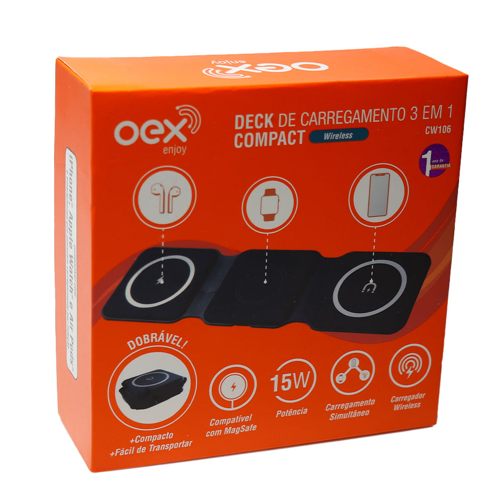 Carregador Wireless 3 em 1 OEX CW106 Branco - 2