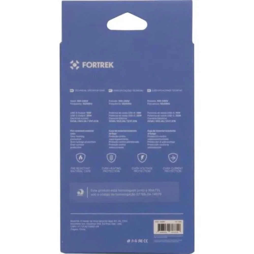 Carregador Universal DUAL USB-C e USB-A Fortrek FK 110B - 17
