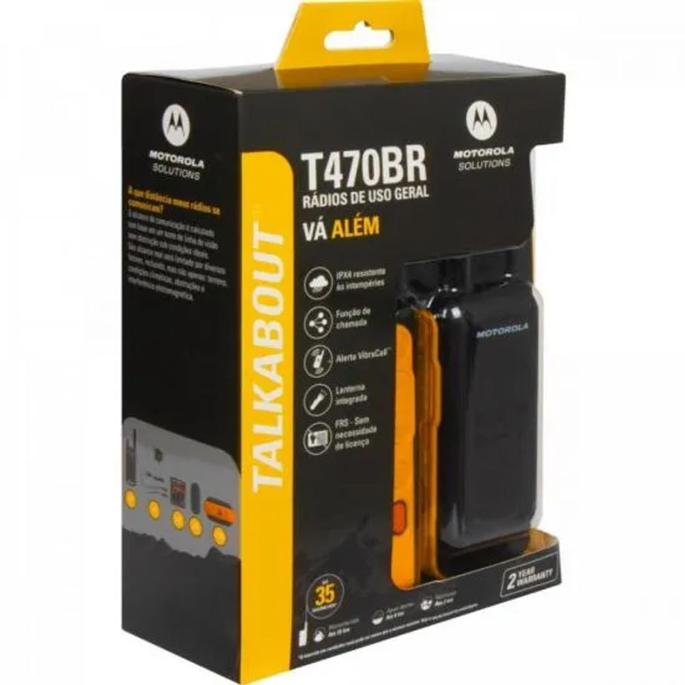 Rádio Comunicador Talkabout Motorola T470BR 35km Amarelo/Preto PAR / 2 - 6