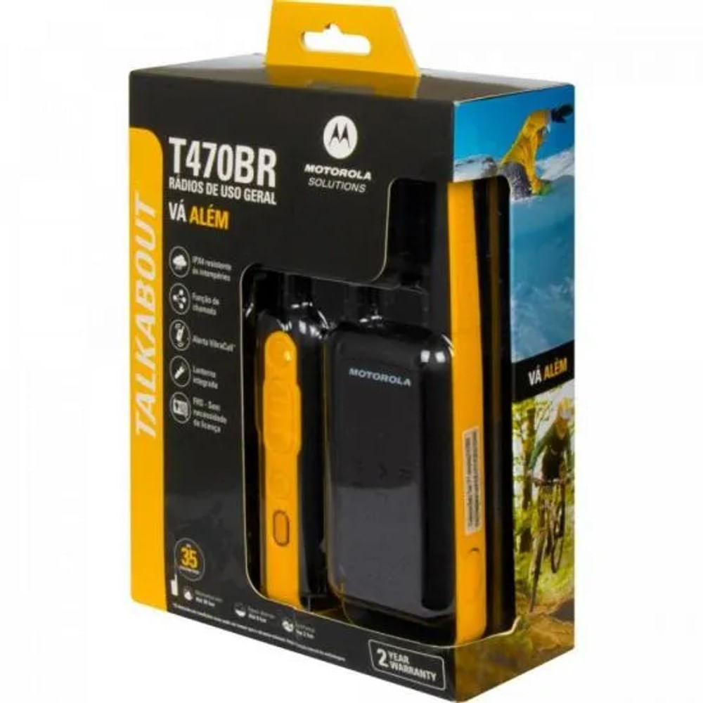 Rádio Comunicador Talkabout Motorola T470BR 35km Amarelo/Preto PAR / 2 - 8