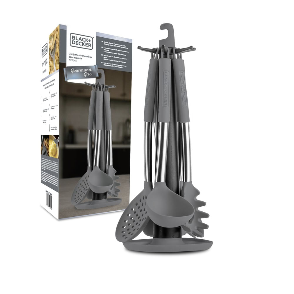 Conjunto Utensílios Nylon Silicone Black Decker 7 Peças - 1